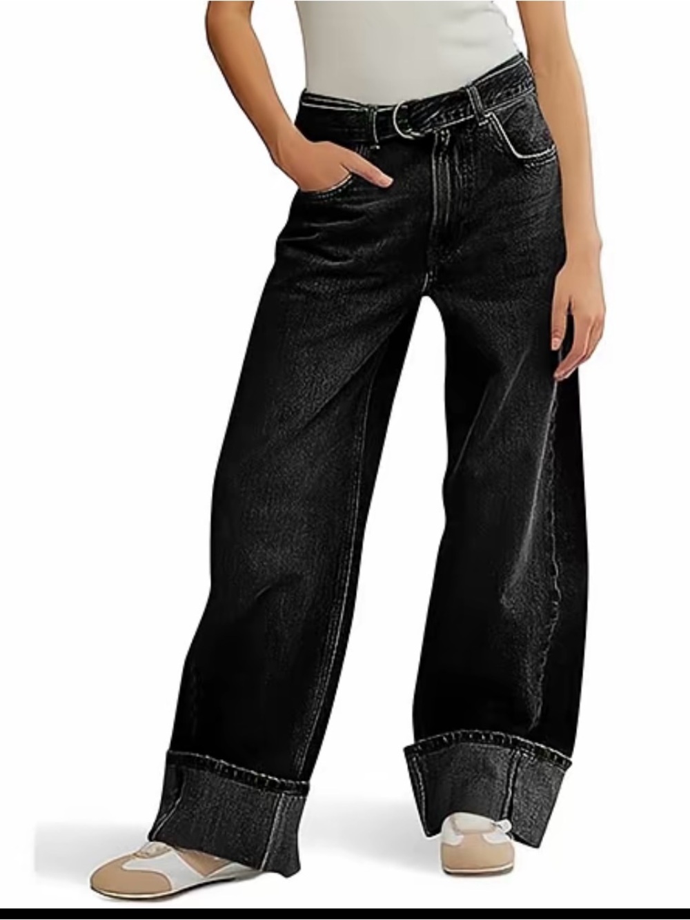 New Size 2 Jeans for Women Wide Leg Baggy High Waist Boyfriend Black Jeans